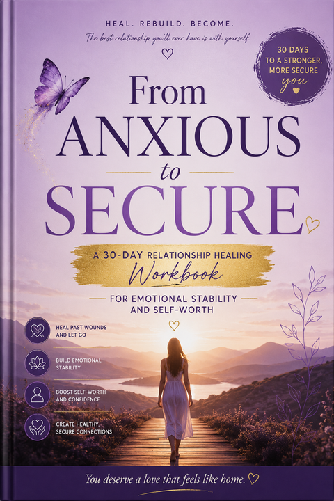 💜 From Anxious to Secure: A 30 Day Relationship Healing Workbook for Emotional Stability and Self-Worth