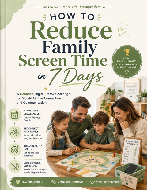💙 How to Reduce Family Screen Time in 7 Days: A Gamified Digital Detox Challenge to Rebuild Offline Connection and Communication