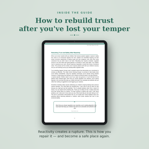 Inside the Calm Parent Reset workbook — the 10-Second STOP technique