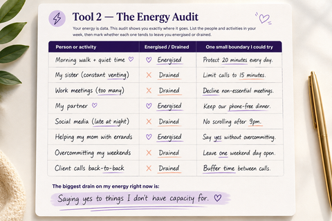 💜 How to Set Boundaries Without Feeling Guilty — 136 Scripts, Workbook & Pocket Cards (Bundle)
